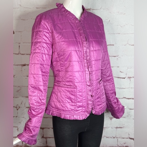 ESCADA Sport Ruffle Trim Lightweight Purple Pink Nylon Jacket Size S US 36 EU - Picture 2 of 15
